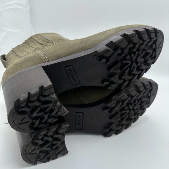 Vionic Wilma Olive Nubuck Ankle Boots Waterproof Size EU 40 / US 8.5 Chunky Heel - Picture 7 of 12